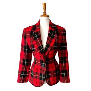 Vintage DKNY Wool Plaid Blazer – Late 80s / Early 90s Tartan Check, NWT, Size 6